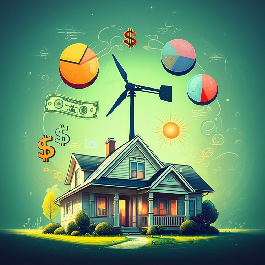 Residential wind turbine spinning, exploring the feasibility of home wind energy.