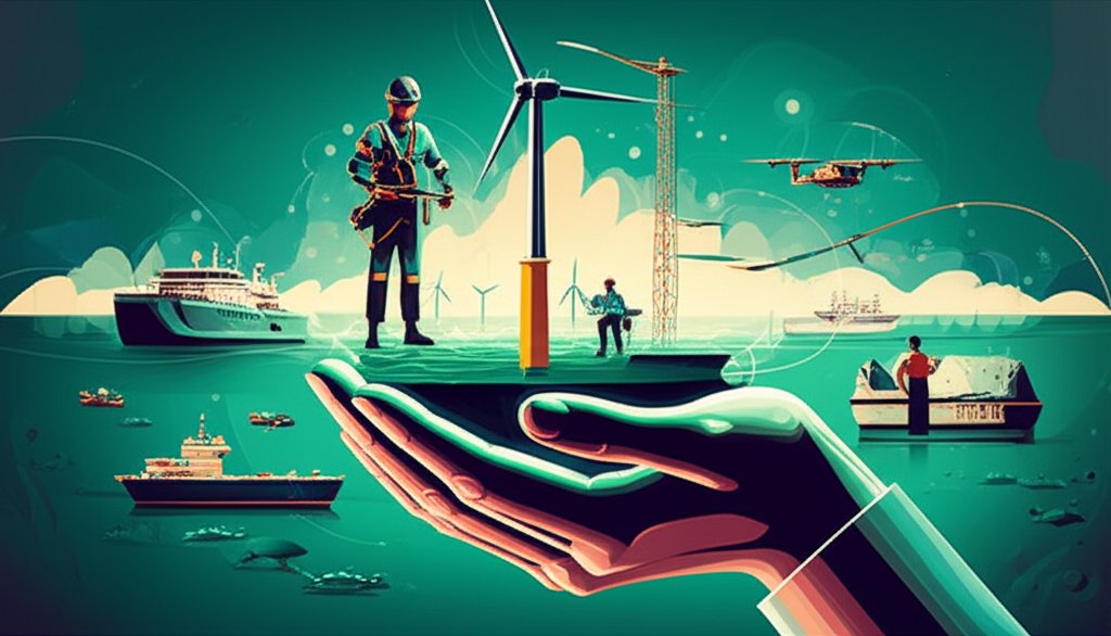 Offshore wind power growth creates new jobs: technicians, engineers, and project managers.