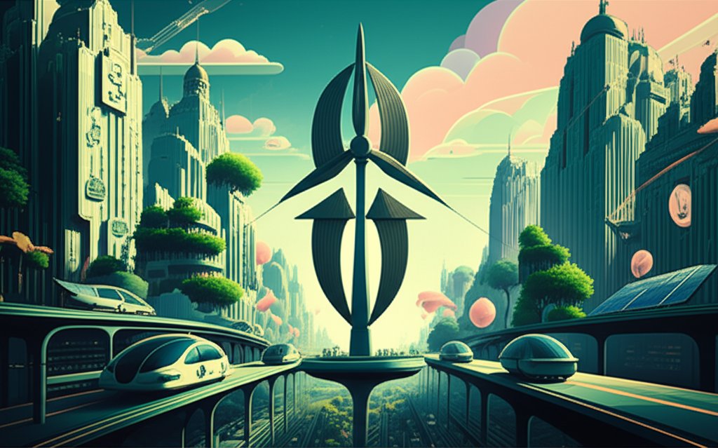 Vertical wind turbine generating clean, renewable energy. Sustainable power solution.