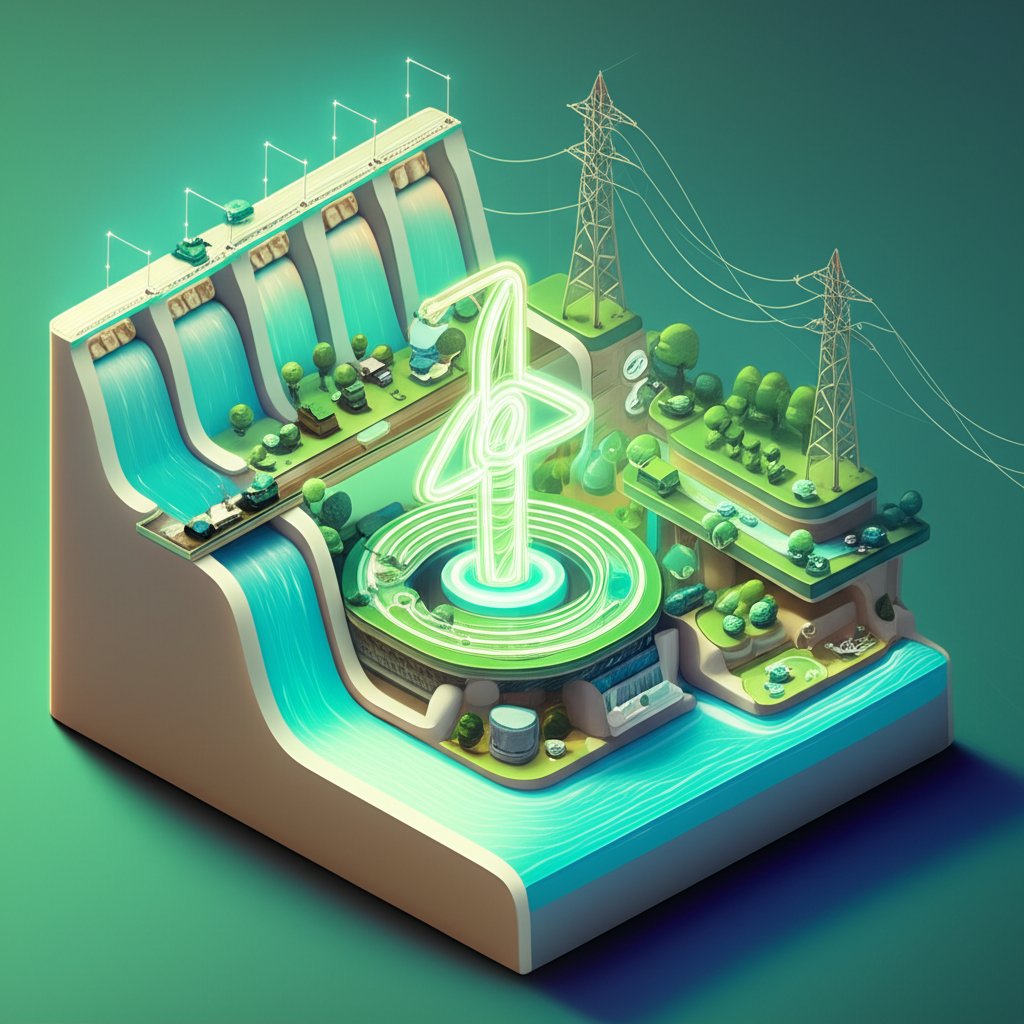 Hydroelectric generator with flowing water producing clean electricity.