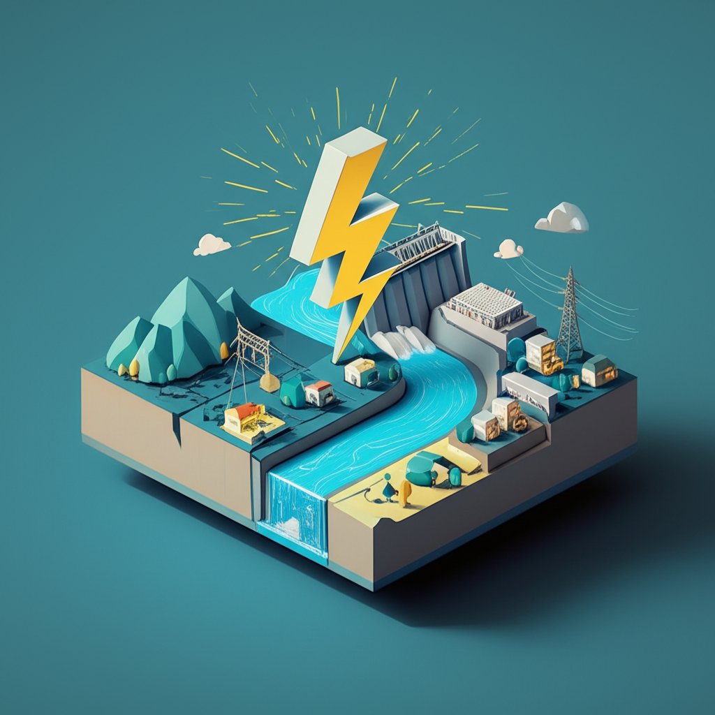 Hydroelectric dam converting river flow into renewable electricity.