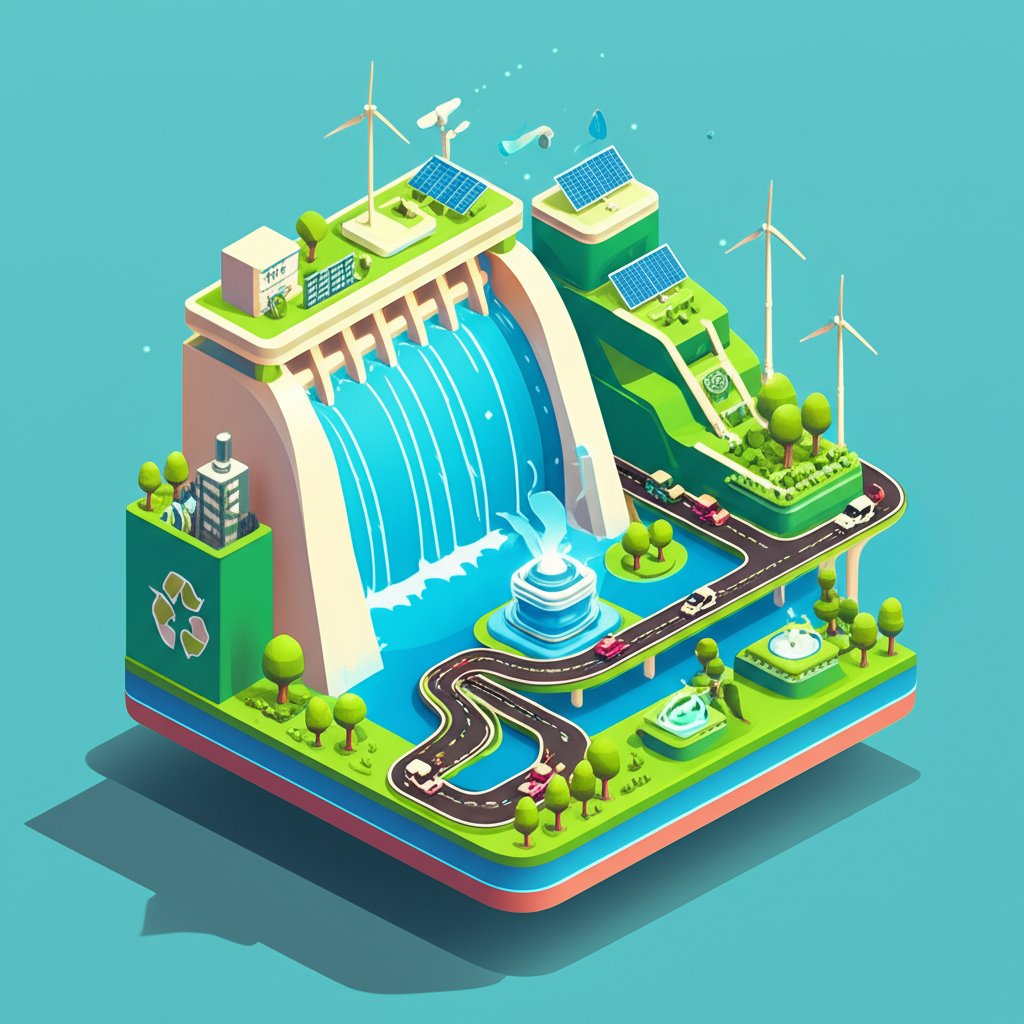 Hydropower dam generating clean, renewable electricity.