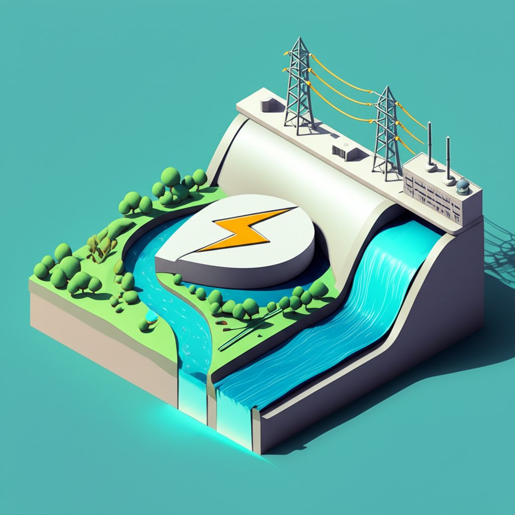 Hydroelectric power plant dam generating clean, renewable electricity.