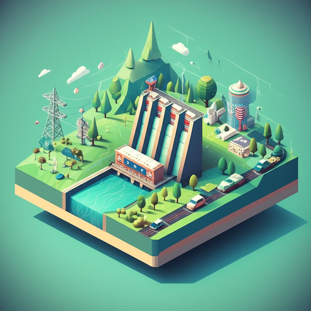 Hydroelectric dam generating clean, renewable power in the USA.